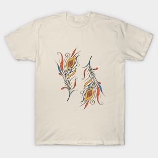 Two colored feathers. T-Shirt